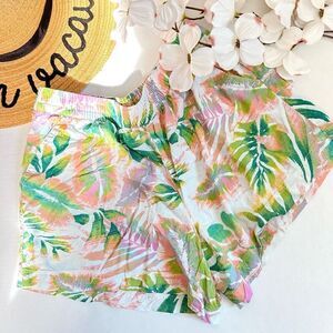 Natural Reflections Tropical Print Pull On Elastic Waist Soft Shorts